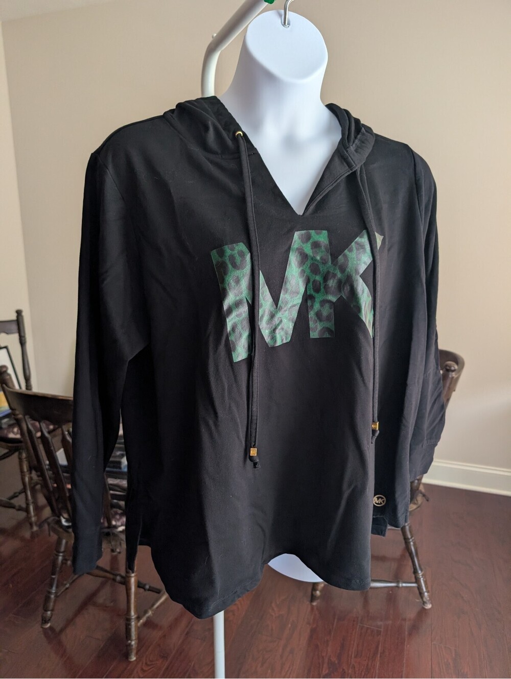 1832 - Michael Kors Black Hoodie Sweatshirt with MK Logo, Size 3X